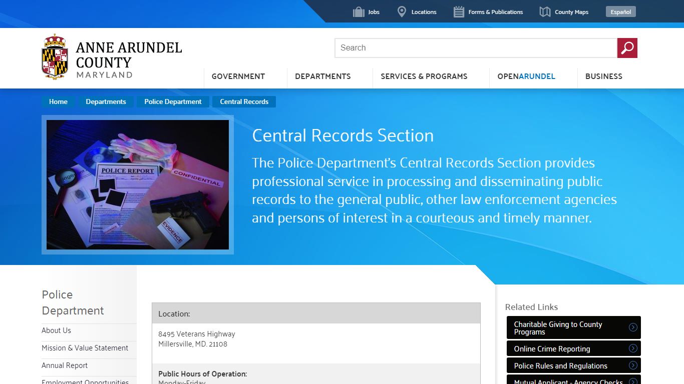 Central Records | Anne Arundel County, MD